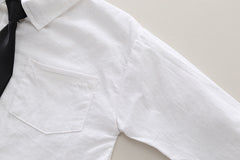 SSN040924-19 طقم ولادي 4 قطع ( جكيت مصوف + قميص ابيض + جرافة + بنطلون)