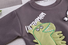 SSX220824-150 طقم ولادي قطن تقيل خريفي ربيعي ( بلوزة + بنطلون)