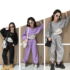 AO0508-137 طقم سبورت بناتي قطني 3 قطع بتصميم عصري مميز وخامة ممتازة