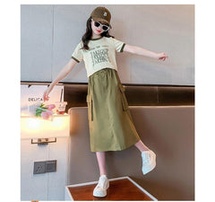 RM150424-24 طقم بناتي صيفي قطعتين ( بلوزة + تنورة )