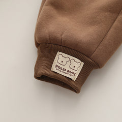 SSX220824-53 طقم ولادي شتوي تقيل مبطن فرو بالكامل قطعتين ( بلوزة + بنطلون)