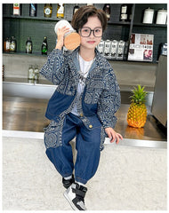 RM1227-20 طقم جينز ناعم و فاخر بجي قطعتين ( جكيت + بنطلون)