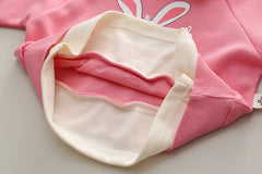 SSN040924-6 طقم بناتي قطعتين قطن خريفي ربيعي دافي ( بلوزة + بنطلون)