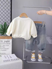 SSN040924-40 طقم بناتي جينز قطعتين ربيعي خريفي ( بلوزة + بنطلون جينز )