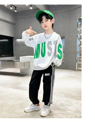 WZS040924-6 طقم ولادي قطني خريفي ربيعي قطعتين ( بلوزة + بنطلون)