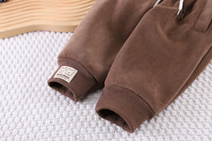 SSX220824-37 طقم ولادي شتوي مبطن فرو ( جكيت + بنطلون + لفحة)