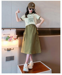 RM150424-24 طقم بناتي صيفي قطعتين ( بلوزة + تنورة )