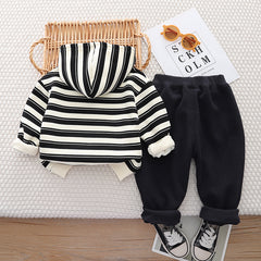 SSX220824-59  طقم ولادي شتوي تقيل مبطن فرو بالكامل قطعتين ( بلوزة + بنطلون)