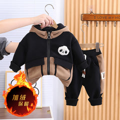 SSX220824-35 ترينج شتوي خريفي تقيل مبطن فرو قطعتين ( جكيت + بنطلون)