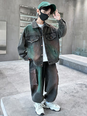 WZH301124-24 طقم جينز ولادي قطعتين ( جكيت + بنطلون)