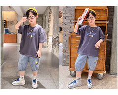 FU14042024-53 طقم ولادي قطعتين ( بلوزة + بنطلون)