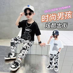 FU14042024-58 طقم صيف بارد قطعتين ( بلوزة + بنطلون)