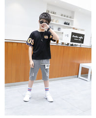 FU14042024-47 طقم ولادي قطعتين ( بلوزة + شورت طويل)