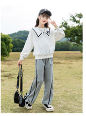 HBC040924-1 بدلة قطنية بناتي قطعتين ( بلوزة + بنطلون)