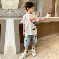 FU14042024-27 طقم ولادي قطعتين ( بلوزة + شورت)