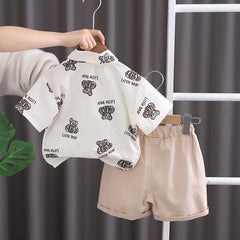 SSX220824-76 طقم صيفي 3 قطع ( قميص + جرافة + شورت )