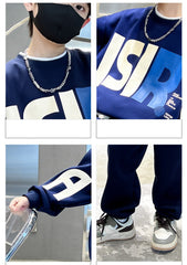 WZ261124-15 ترينج ولادي قطن خريفي ربيعي قطعتين ( بلوزة + بنطلون) خامة ممتازة