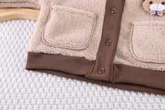 SSX220824-37 طقم ولادي شتوي مبطن فرو ( جكيت + بنطلون + لفحة)