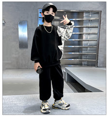 WZH301124-52 بدلة سبورت ولادي قطن قطعتين ( بلوزة + بنطلون)