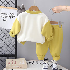 SSX220824-102 طقم قطن اصلي ربيعي خريفي قطعتين (بلوزة + بنطلون)