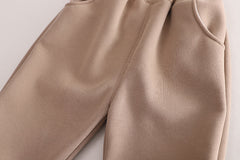 SSX220824-50 طقم شتوي مبطن فرو تقيل بالكامل قطعتين ( بلوزة + بنطلون)