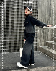 WZH191124-18 طقم جينز قطعتين ( جكيت + بنطلون)