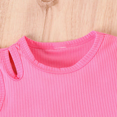 EU120424-36 طقم بناتي صيفي 3 قطع ( بلوزة + بنطلون جينز + حقيبة)