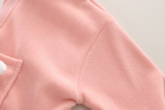 SSX220824-34 طقم بناتي أرنوب شتوي تقيل مبطن فرو بالكامل قطعتين ( بلوزة + بنطلون)