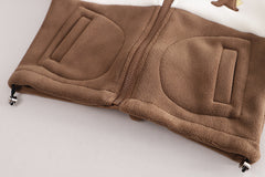 SSX220824-21 طقم ولادي شتوي تقيل مبطن فرو بالكامل 3 قطع ( جكيت + حقيبة + بنطلون)