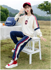 RM090424-10 بدلة قطنية رياضيه قطعتين ( بلوزة + بنطلون )