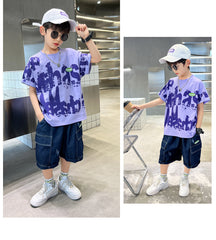 FU14042024-13 طقم ولادي قطعتين ( بلوزة + بنطلون)