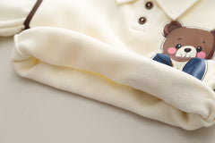 SSX220824-24 طقم ولادي شتوي قطن من جواه فرو تقيل قطعتين ( بلوزة + بنطلون)