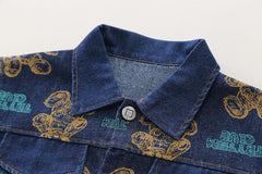 SSN040924-4 طقم جينز ولادي خريفي ربيعي 3 قطع ( بلوزة قطن + جكيت جينز + بنطلون جينز )