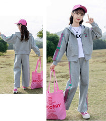 RM090424-7 طقم رياضي قطني بناتي قطعتين ( جكيت + بنطلون)