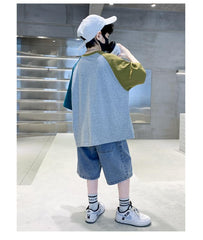 FU14042024-60 طقم ولادي صيفي قطعتين ( بلوزة + بنطلون)