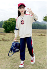 RM090424-10 بدلة قطنية رياضيه قطعتين ( بلوزة + بنطلون )