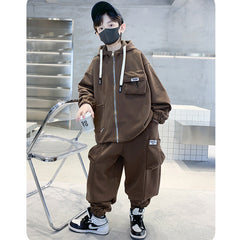 WZ261124-5 ترينج ولادي قطن ربيعي خريفي قطعتين ( جكيت + بنطلون)