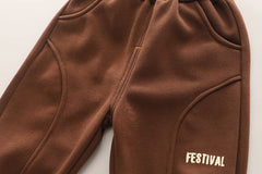 SSX220824-22 طقم باندا ولادي شتوي تقيل مبطن فرو بالكامل قطعتين ( جكيت + بنطلون)