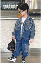 RM1227-20 طقم جينز ناعم و فاخر بجي قطعتين ( جكيت + بنطلون)