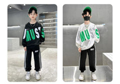 WZS040924-6 طقم ولادي قطني خريفي ربيعي قطعتين ( بلوزة + بنطلون)