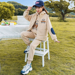 HBC040924-8 طقم بناتي شتوي مبطن فرو بالكامل 3 قطع ( بلوزة + فست + بنطلون)