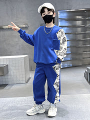 WZH301124-52 بدلة سبورت ولادي قطن قطعتين ( بلوزة + بنطلون)