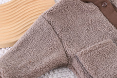 SSX220824-37 طقم ولادي شتوي مبطن فرو ( جكيت + بنطلون + لفحة)