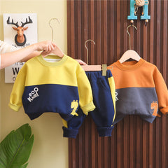 SSN040924-9   طقم ولادي قطن خريفي ربيعي تقيل قطعتين ( بلوزة + بنطلون )