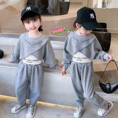 AO0508-137 طقم سبورت بناتي قطني 3 قطع بتصميم عصري مميز وخامة ممتازة