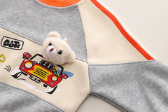 SSX220824-143 ترينج دبدوب قطن ربيعي خريفي قطعتين (بلوزة + بنطلون)