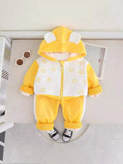 SSN040924-13 طقم بناتي شتوي مبطن فرو من الداخل قطعتين ( جكيت + بنطلون )