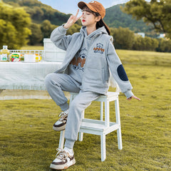 HBC040924-8 طقم بناتي شتوي مبطن فرو بالكامل 3 قطع ( بلوزة + فست + بنطلون)