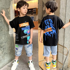 FU14042024-27 طقم ولادي قطعتين ( بلوزة + شورت)