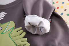 SSX220824-150 طقم ولادي قطن تقيل خريفي ربيعي ( بلوزة + بنطلون)